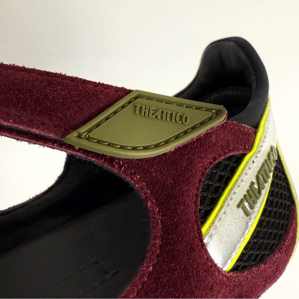 THE ATTICO VIOLET SUEDE FLOOR 01 BLACK MESH TRIM BALLERINA FLAT - Picture 8 of 16
